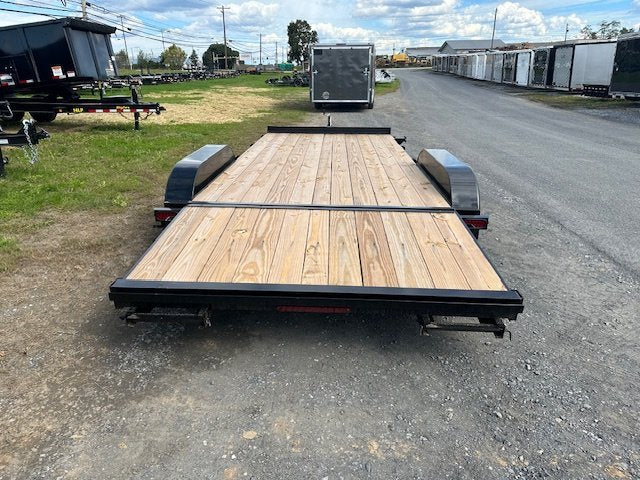 Premier 7 x 18 Wood Deck 7k Open Car Trailer – Slide Out Ramps image 1