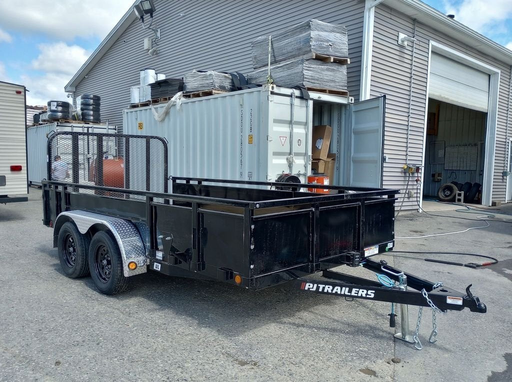 2024 PJ Trailers 7×14 7K Powder Coated Open Utility w/Rear Ramp Gate, Solid Metal Side Walls image 0