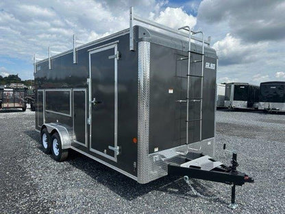 Car Mate 7 x 18 Enclosed Contractor Trailer – Exterior Tool Doors image 0
