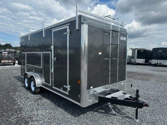 Car Mate 7 x 18 Enclosed Contractor Trailer – Exterior Tool Doors image 0