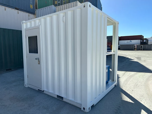 White Modified 10ft Shipping Container with AC image 0