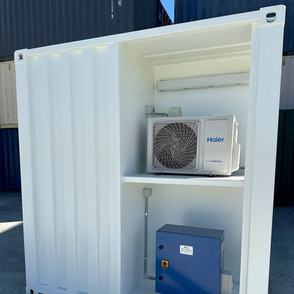 White Modified 10ft Shipping Container with AC image 1