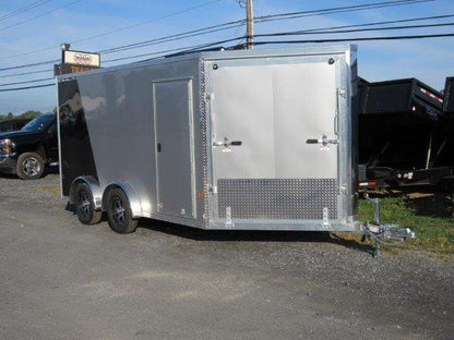 Sno Pro 7.5 x 14 Drive On/Off Snowmobile Trailer – All Aluminum image 0