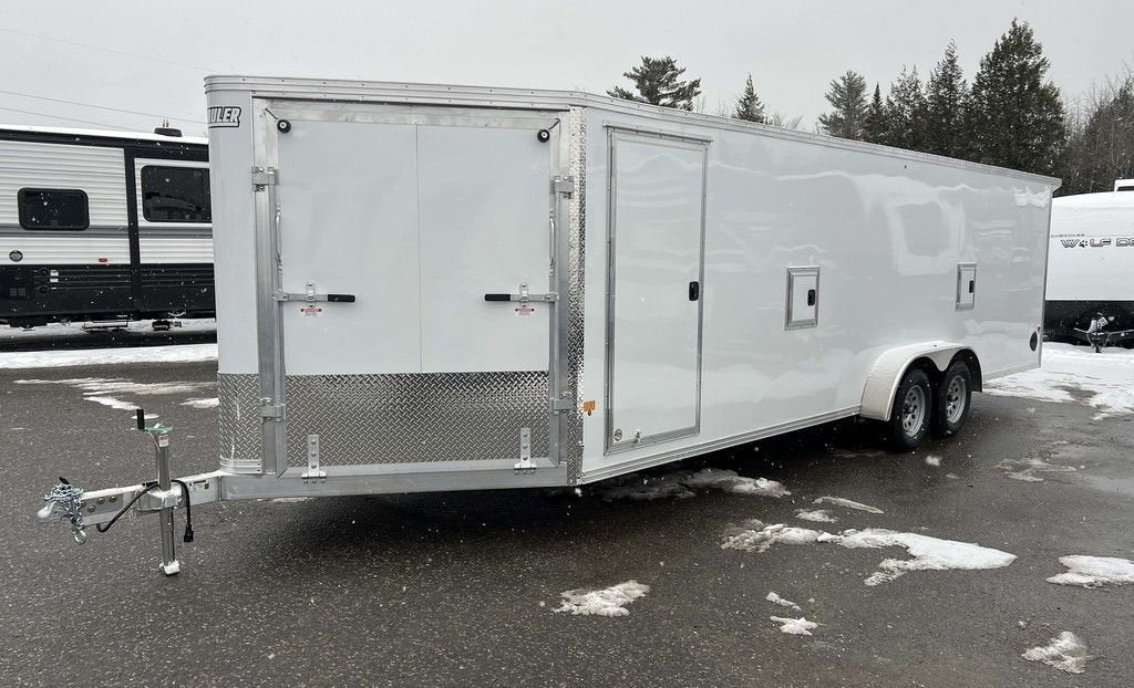 2024 E-Z Hauler 7×24 Aluminum 4-Place Drive In/Out w/Tapered Ramps, Rear Canopy image 0