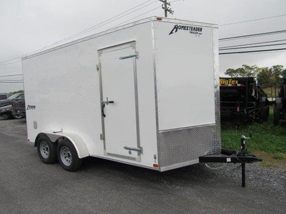 Homesteader 7 x 14 V-Nose Enclosed Trailer – 12″ Added Height image 0
