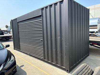 20ft Used Shipping Container – Matte Black w/ 12’ Side Roll-Up Door image 3