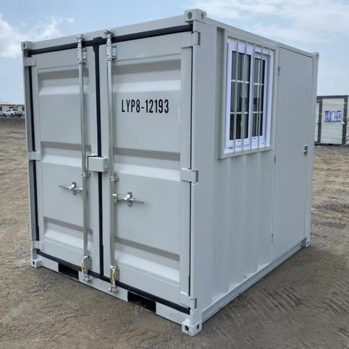8ft Cubic Shipping Container w/Door+Window 8’Lx6.7’Wx7.4’H image 0