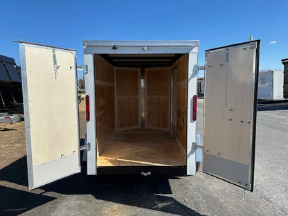 Homesteader 5 x 8 Enclosed V-Nose Cargo Trailer – Barn Doors image 1