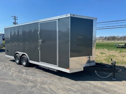Covered Wagon 8.5 x 20 V-Nose Enclosed Car Trailer – 6″ Added Height image 0