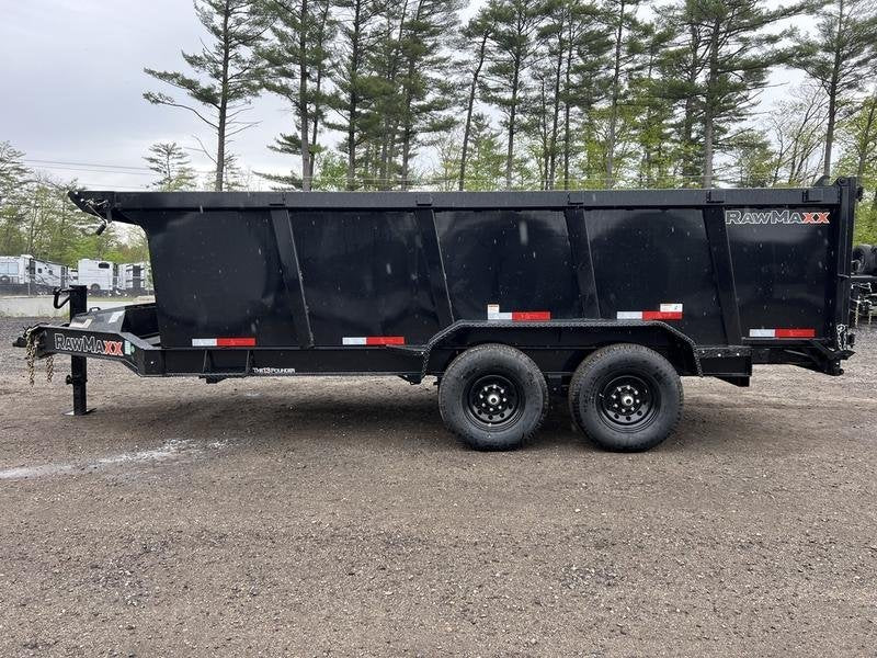 2024 RawMaxx Trailers 7X16 14K Powder Coated Dump w/ Tarp Kit image 0