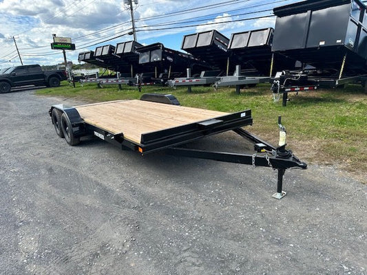 Premier 7 x 18 Wood Deck 7k Open Car Trailer – Slide Out Ramps image 0