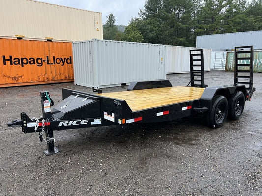 2024 Rice Trailers 7×16 10K Equipment Hauler w/D-Rings, Spare Mount, & Toolbox image 0